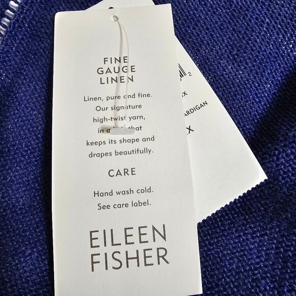 Eileen Fisher Straight Cardigan Fine‎ Gauge Linen Sapphire Blue 2X - Picture 13 of 13